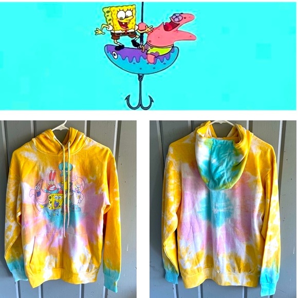 NWT SpongeBob Tie Dye Hoodie Sweatshirt - Picture 5 of 5